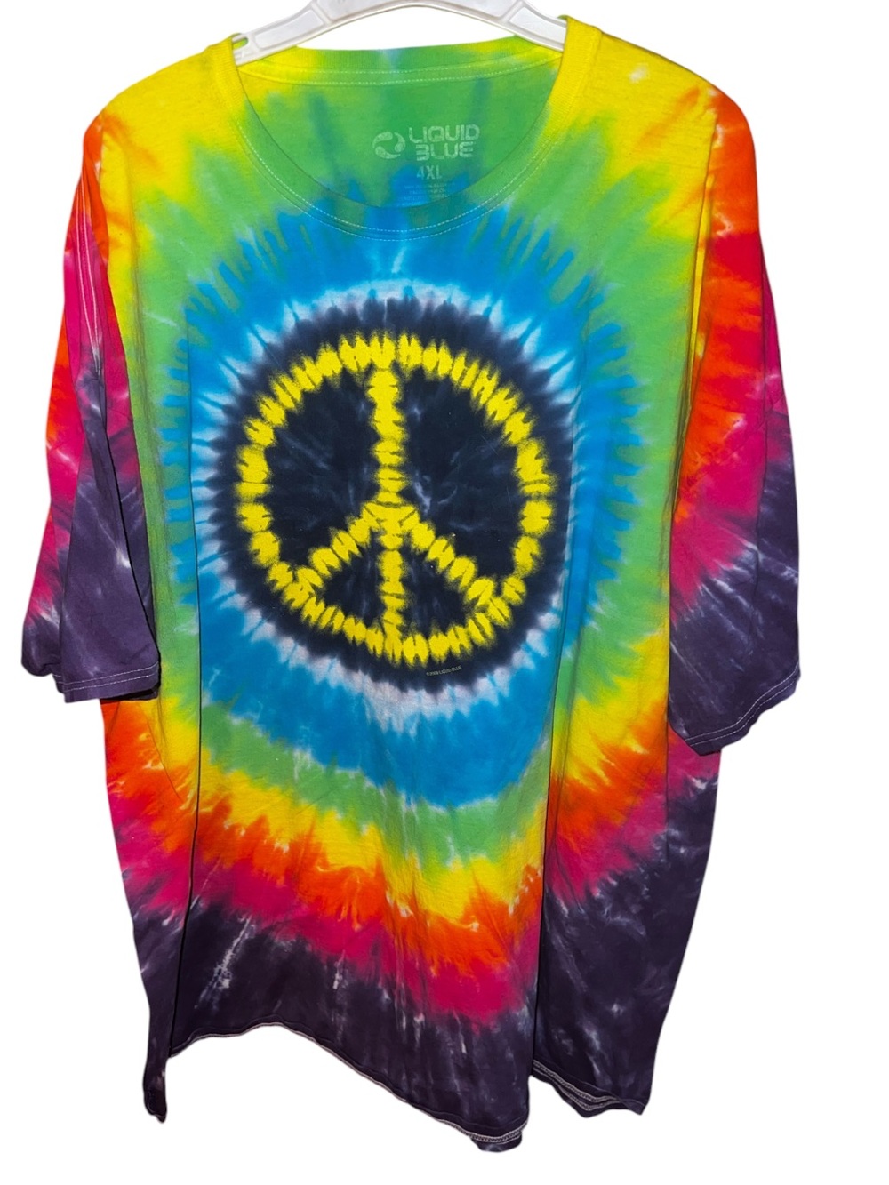 TIE DYE t shirt Mens LIQUID BLUE 2009 Peace Sign Y2K psychedelic 4XL